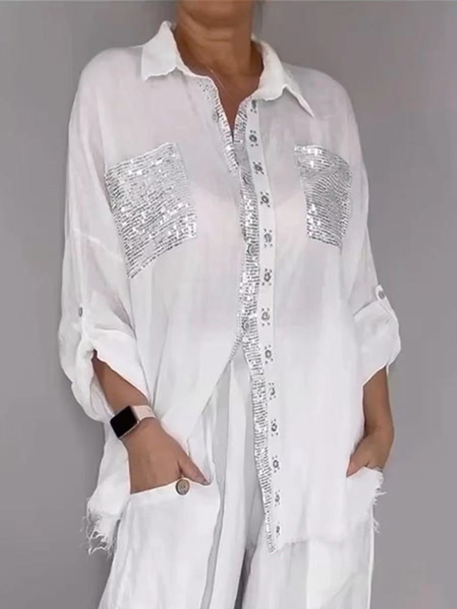 🎁New Arrivals🔥Women's Silver-Gray Cotton-Linen Fashionable Casual Set