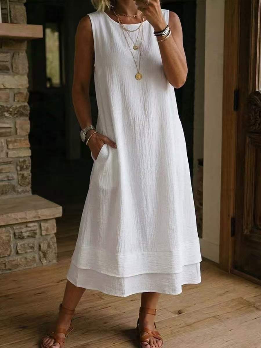 🌷🌷Women's 2026 Spring Summer Dress Sleeveless Round Neck A-Line Casual Dress