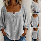 🎁New Arrivals🔥Pink Square-Neck Half-Button Shirt