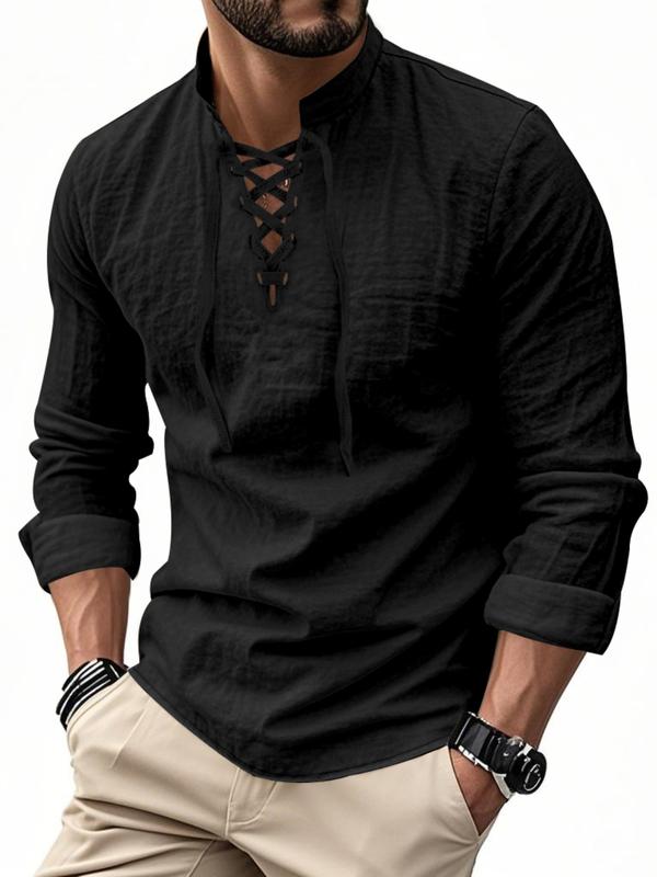 💚 Men's Linen Casual Long Sleeve Polo Shirt, Stylish New Design