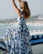 💝💝V Neck Lace Up Printed One Piece Swimsuit and Skirt