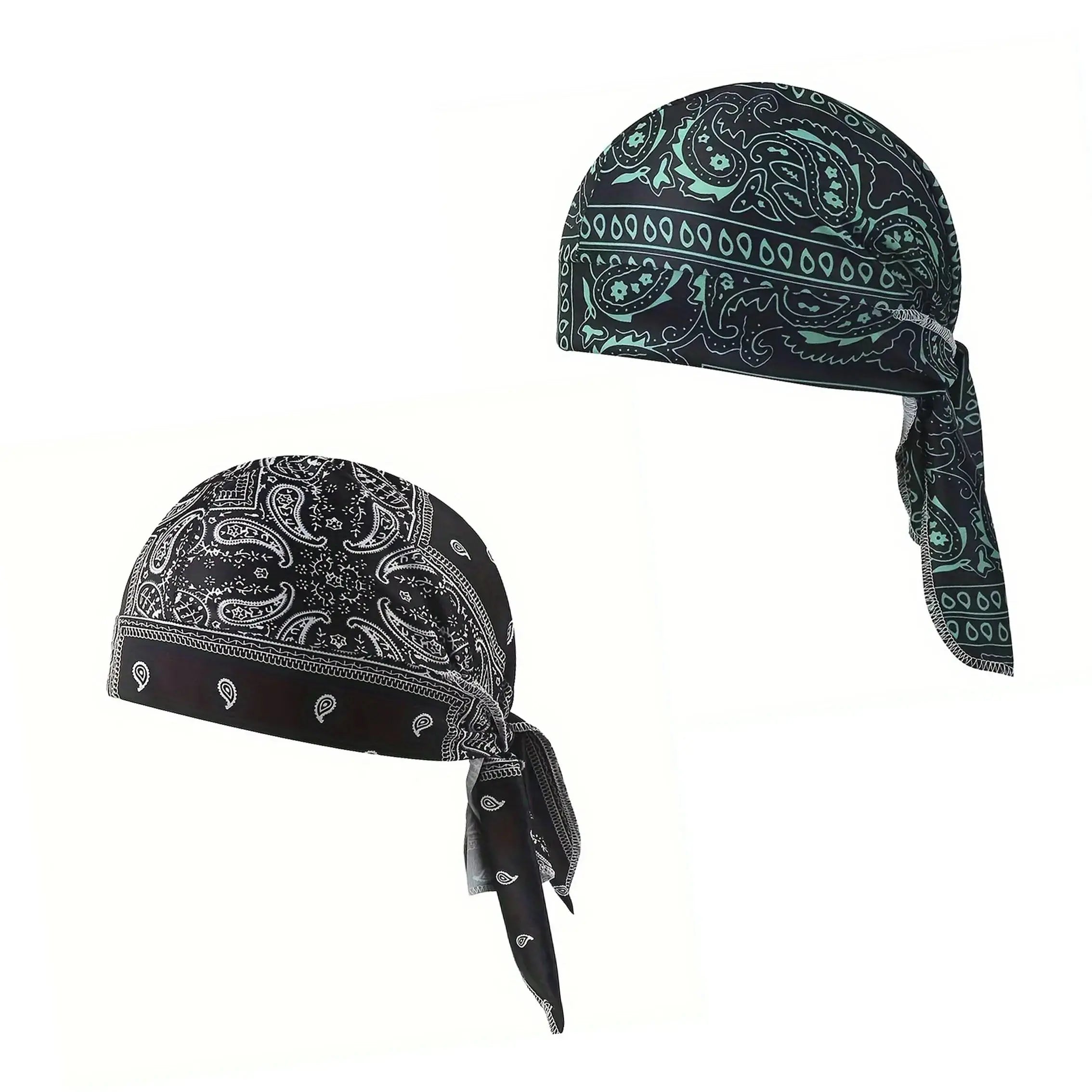 Paisley Cooling Headscarf Cap Set,Head Tie Quick Drying Cycling Cap Headband  Moisture Wicking Pirate Hat Helmet Liner , Elastic Fit Hand Washable Multifunctional Outdoor Headwear for Athletes & Outdoor Enthusiasts