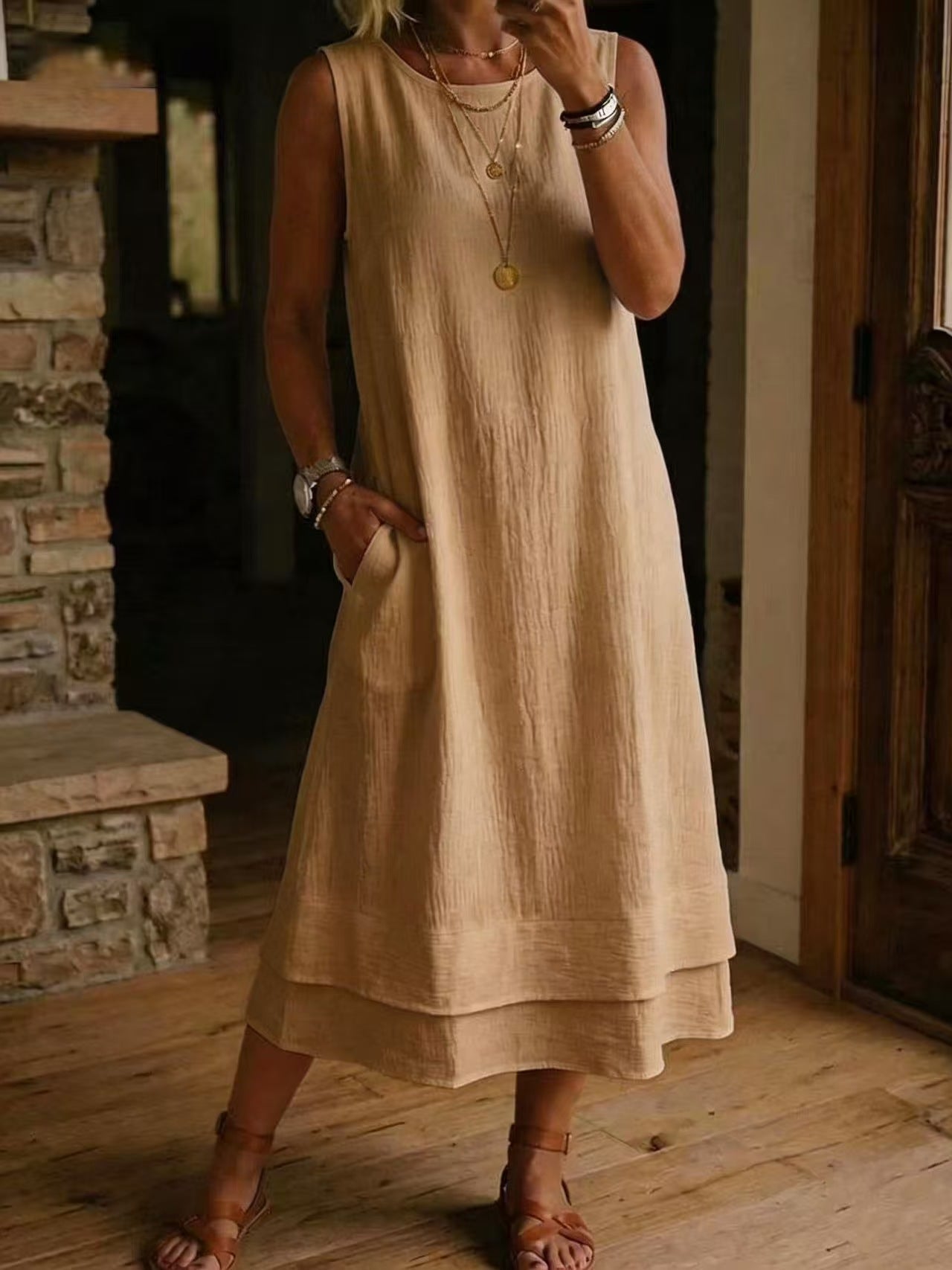 🌷🌷Women's 2026 Spring Summer Dress Sleeveless Round Neck A-Line Casual Dress