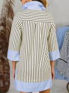 🎁New Arrivals🔥Striped Split V Neck Collared Shirt Dress