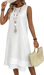 🌷🌷Women's 2026 Spring Summer Dress Sleeveless Round Neck A-Line Casual Dress
