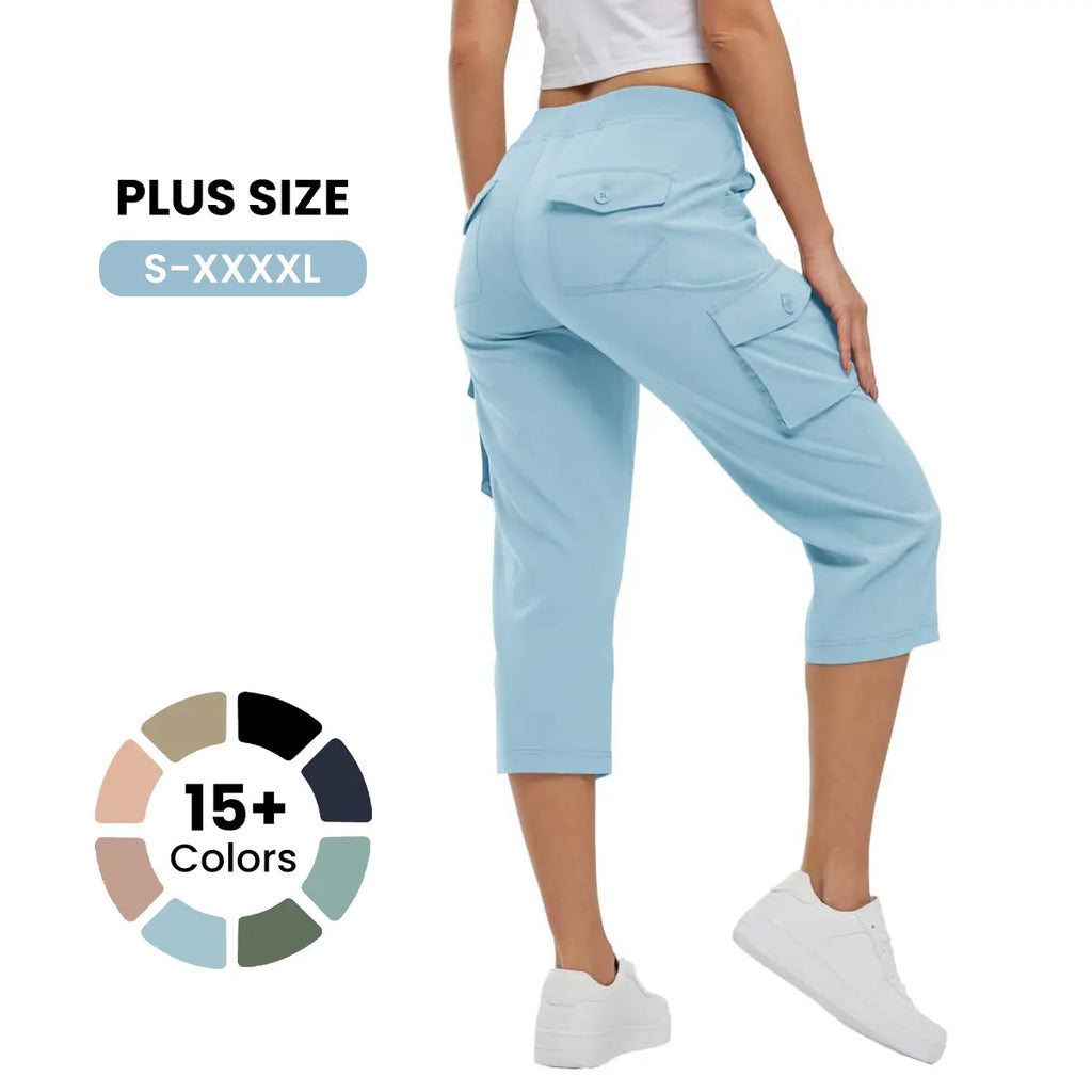 📦📦Womens Lightweight Capris Hiking Pants 6 Pockets Quick Dry Cargo Outdoor Trip Loose Shorts COMFY  MOMS OVER 30