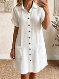 🎁New Arrivals🔥 Women's Cozy Lapel Button-front Cotton-linen Dress