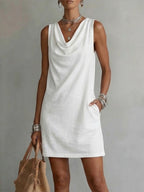 🌷Draped-neck Sleeveless Cotton Dress