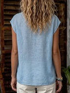 🎁New Arrivals🔥Women's Sleeveless Shirt With Double Pockets And Turn-down Collar