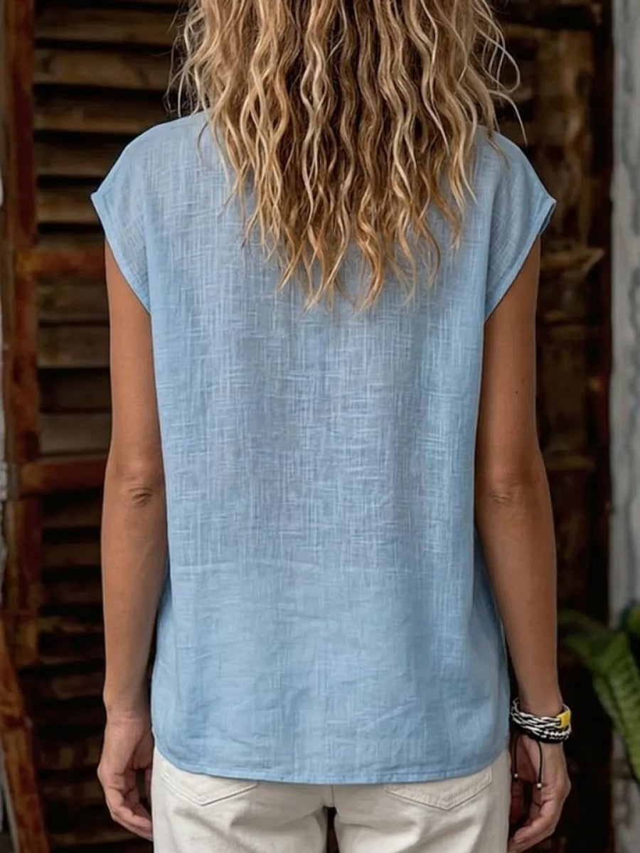 🎁New Arrivals🔥Women's Sleeveless Shirt With Double Pockets And Turn-down Collar