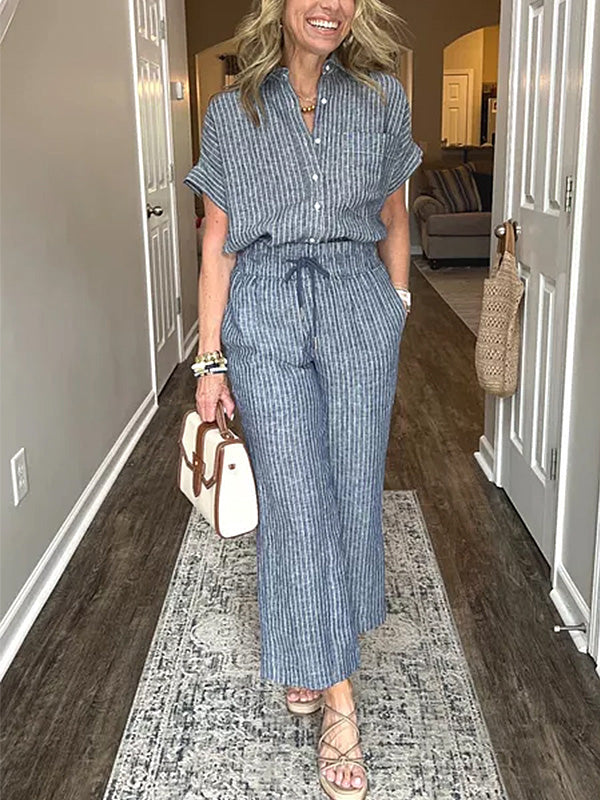 🎁New Arrivals🔥 Classic Striped Pocket Shirt Set