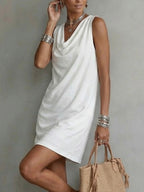 🌷Draped-neck Sleeveless Cotton Dress
