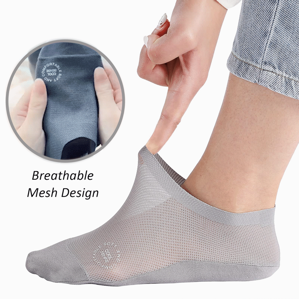 No-Show Anti-Slip Socks 3-Pack – Breathable Combed Cotton, Silicone Grips