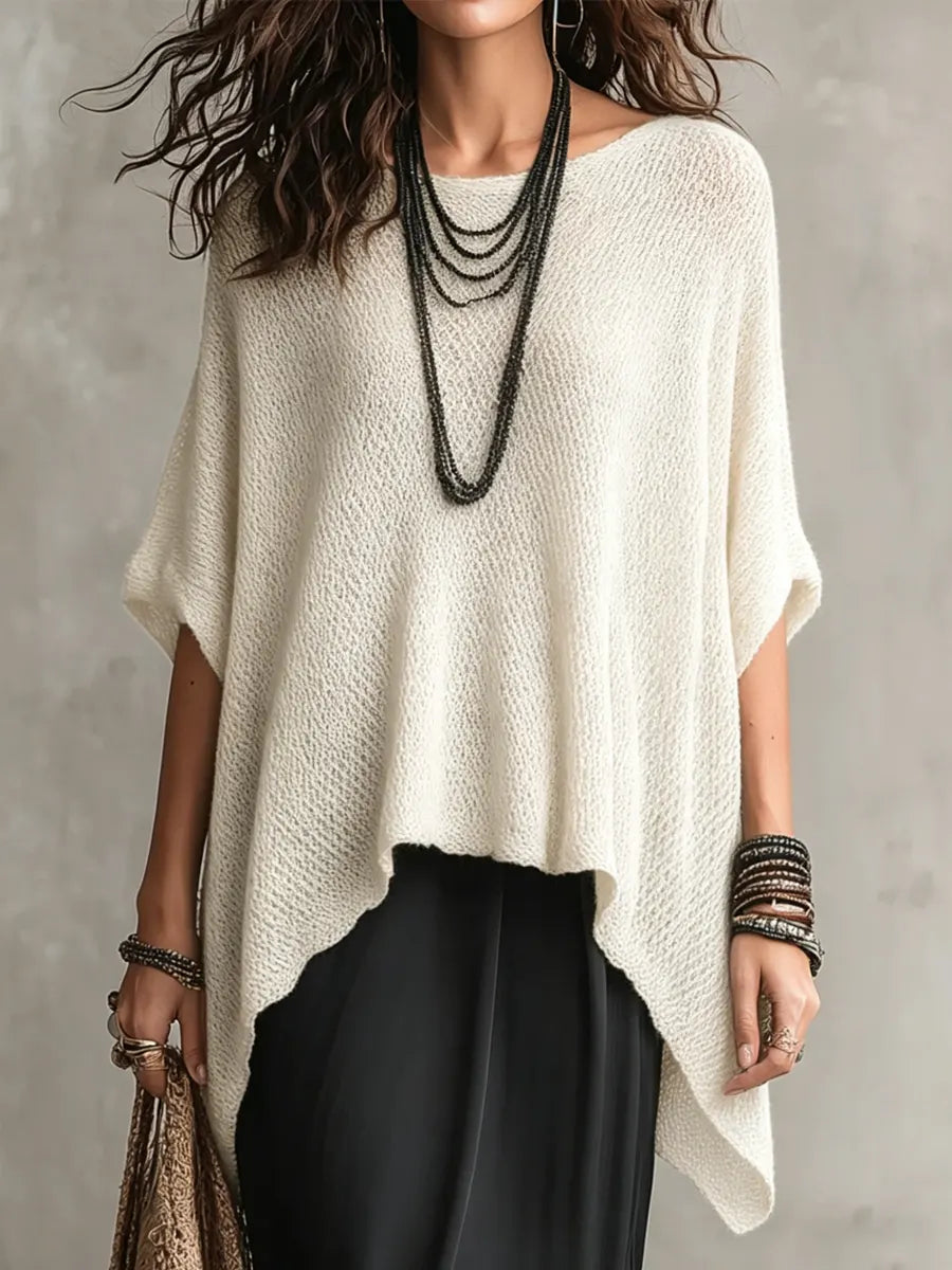 🎁New Arrivals🔥Women's Simple Oversized Knit Sweater With Asymmetrical Hem Design