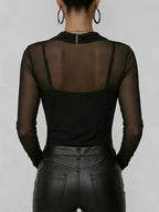 🎁New Arrivals🔥Women's Swing Neck Long-sleeved Casual Loose-fitting Sheer Mesh Top