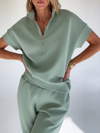 💝💝Cozy Travel Stand-collar Zip Sweatshirt & Pants Two-piece Set