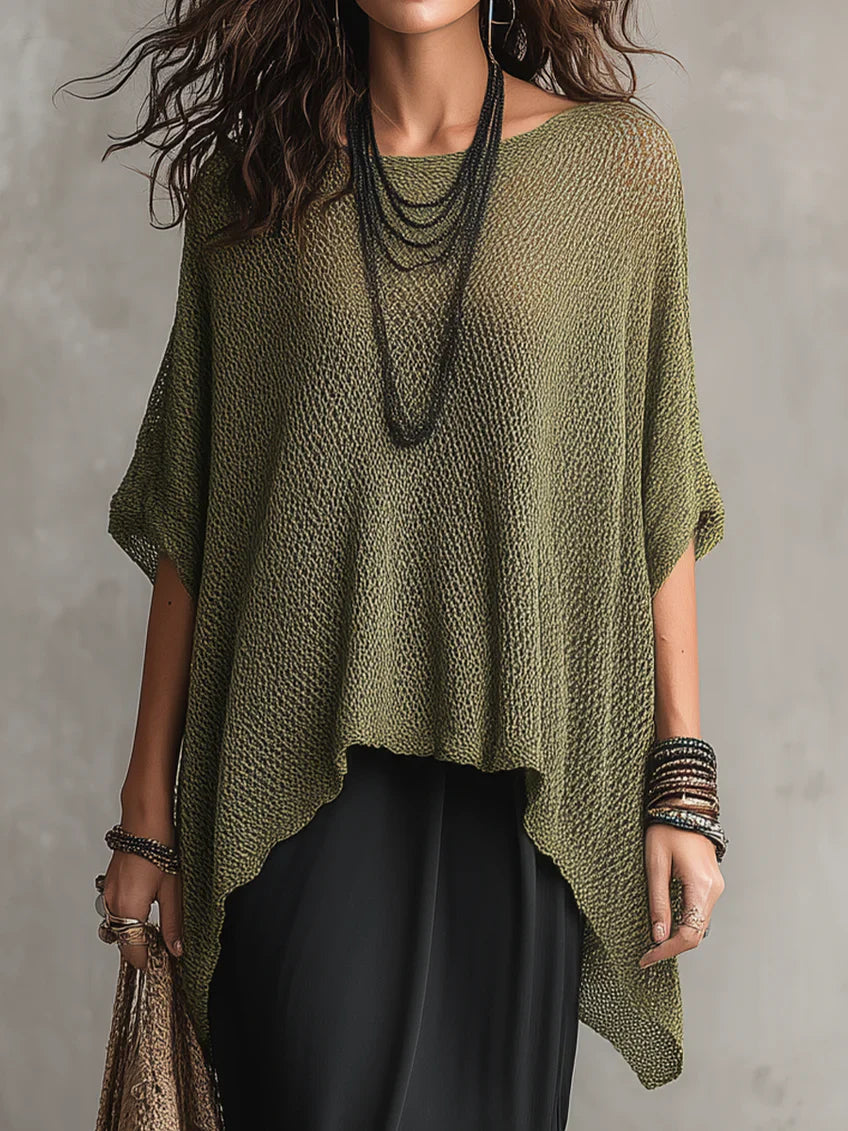 🎁New Arrivals🔥Women's Simple Oversized Knit Sweater With Asymmetrical Hem Design