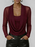 🎁New Arrivals🔥Women's Swing Neck Long-sleeved Casual Loose-fitting Sheer Mesh Top