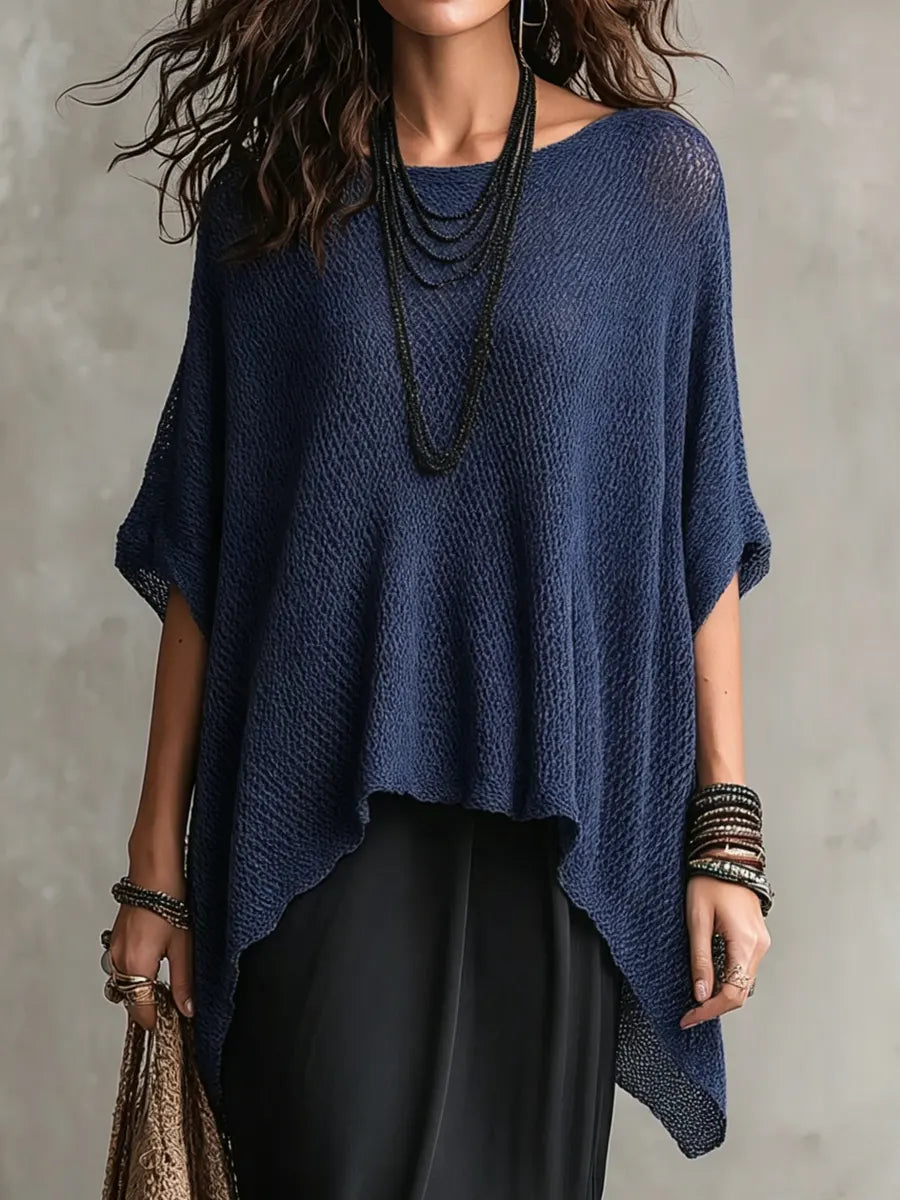🎁New Arrivals🔥Women's Simple Oversized Knit Sweater With Asymmetrical Hem Design