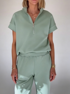 💝💝Cozy Travel Stand-collar Zip Sweatshirt & Pants Two-piece Set