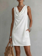 🌷Draped-neck Sleeveless Cotton Dress