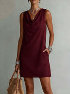 🌷Draped-neck Sleeveless Cotton Dress