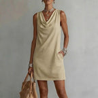🌷Draped-neck Sleeveless Cotton Dress